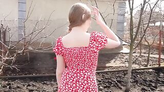 A hot blondie is always ready for a steamy encounter in the village!