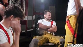 These guys can put out any fire with hardcore group sex