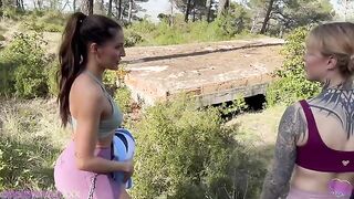 The guy took his girlfriend to the woods for passionate outdoor fun
