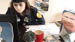 The couple has passionate sex right in the office