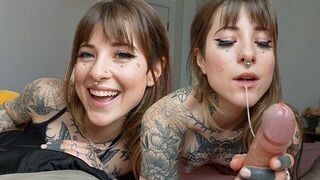 The tattooed girl has a very sexy throat
