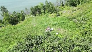 Instead of a picnic, they had sex in the field, just like a real voyeur scene