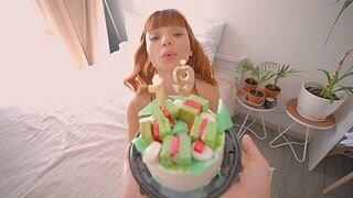 Now she can do anything after getting cum on her birthday!