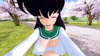 The hot woman Kagome fucks with an evil demon in a steamy scene