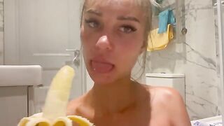 Monika Fox got her asshole stuffed with a banana