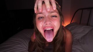 He destroyed my throat! Extreme sloppy blowjob and rough face fuck