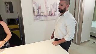 The guy passionately fucks the housekeeper with his cock