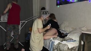 Two guys fucked a girl with a tight pussy in a threesome