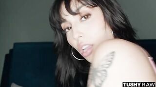 You can have sex with this beautiful brunette on the bed