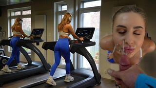 A beautiful girl is having fun at the gym with someone