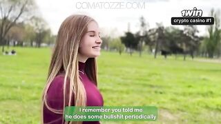 A girl with big natural boobs gets fucked in prone position