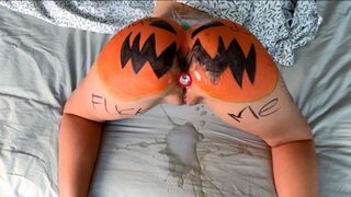 Babe smashed her pumpkin, then got fucked hard