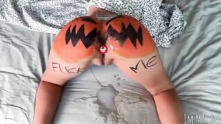 Babe smashed her pumpkin, then got fucked hard