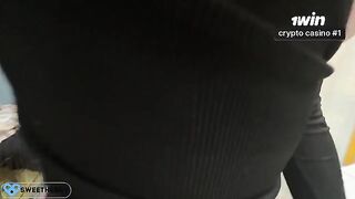 The man managed to run out on the girl with cumshot on her skirt