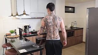 The coffee got cold while the hot stepmom finished