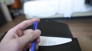 Business trip, a woman offers a blowjob to a man in a hotel room