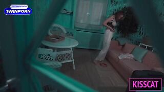 A busty MILF seduced her stepson to fuck every night in the hotel room
