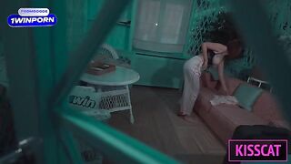 A busty MILF seduced her stepson to fuck every night in the hotel room