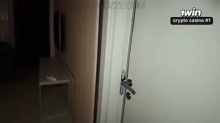 A girl shares her body in a hotel room with someone close
