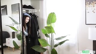 A young beautiful girl gets a little wet and asks not to stop