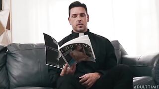 I fucked the brunette on the couch and finished on her tits
