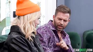 I sat the blonde down on my cock, and her moans grew louder than my thoughts