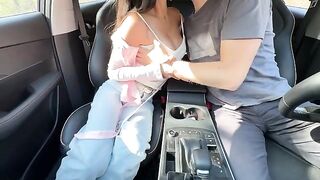 A hot girl is fucking with her teacher in the car