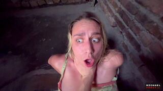 The guy fired a volley of semen straight at her face