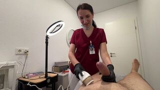 Hot nurse massages her client before removing hair