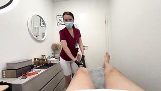Hot nurse massages her client before removing hair