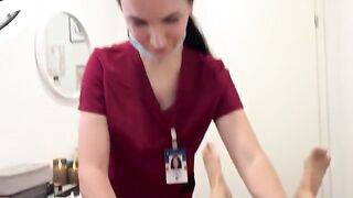 Hot nurse massages her client before removing hair