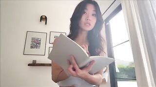 A nerdy girl shares a bed with her Asian step-sister during study breaks