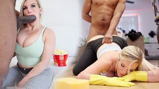 Petite woman fucked all day by a huge black cock