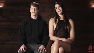 Girl takes control, sitting on his face and handling him with latex gloves