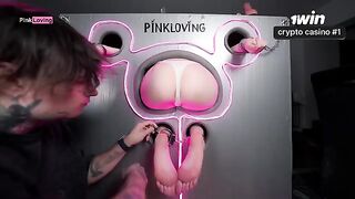 The girl was cuffed and fucked through a glory hole, embodying the wild spirit of Free Use