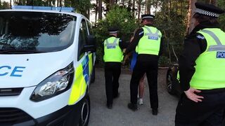 A girl was fucked by the policeman after she was arrested for indecent exposure