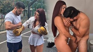 A personal trainer has a sweaty sex session with his client in the gym
