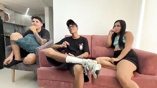 A girl is being fucked by her boyfriend with his dick