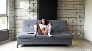 The girl passionately rides the cock like a wild animal