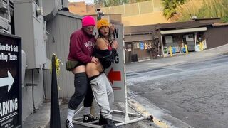 Babe gets a creampie after being fucked outdoors without protection