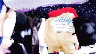 A surprise blowjob after being pushed against the wall