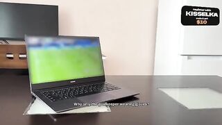 Cute stepsister gets fucked in the kitchen during World Cup