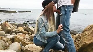 A sexy blondie bounces on big cock outdoors - Veronika Charm