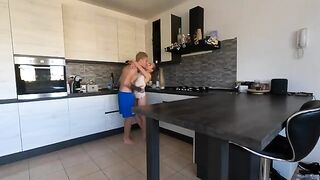 She squirts and fucks me in the kitchen as a reward for her new skills!