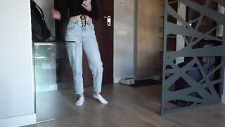 Stepsister comes home early and asks me not to watch porn while she’s around