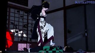 Deep sex of Daki and Tanjiro Kamado in a Japanese room
