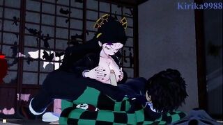 Deep sex of Daki and Tanjiro Kamado in a Japanese room