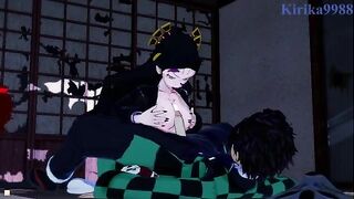 Deep sex of Daki and Tanjiro Kamado in a Japanese room