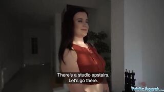 The agent met a cute girl in the street and brought her to the studio for a casting