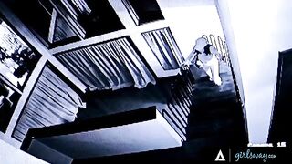 Pervert thief caught by Angela White, getting rough lesbian sex in a steamy Girlsway scene